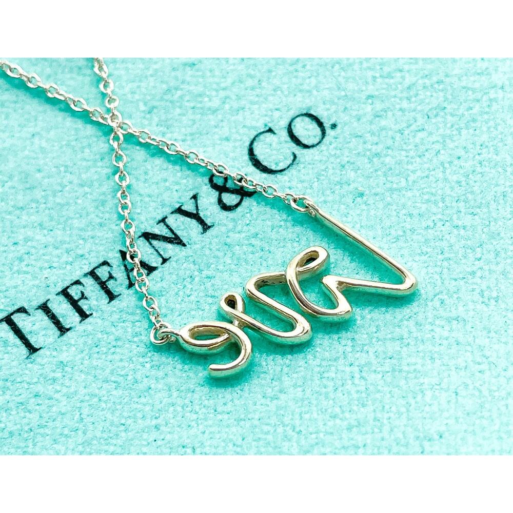 Tiffany & Co Paloma Picasso Graffiti Love Pendant Necklace Sterling Silver 16" - Picture 6 of 10